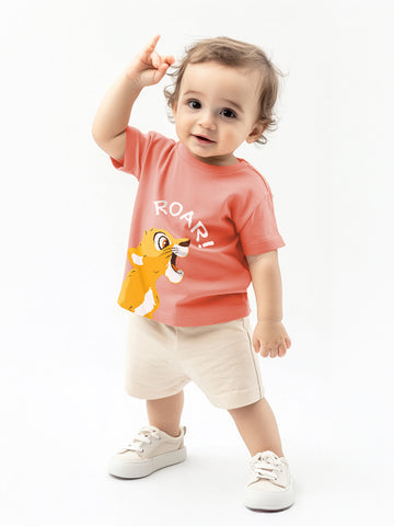 Disney Lion King (Simba) Baby Boys Animal Print Pure Cotton Regular T Shirt